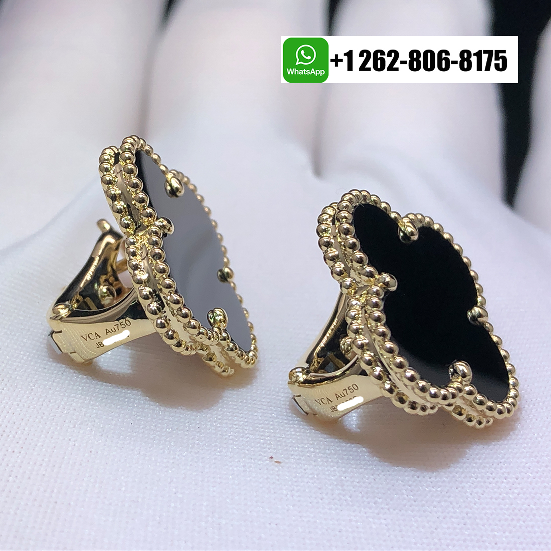 Van Cleef & Arpels Magic Alhambra Black Onyx 18K Yellow Gold Earrings VCARA44300