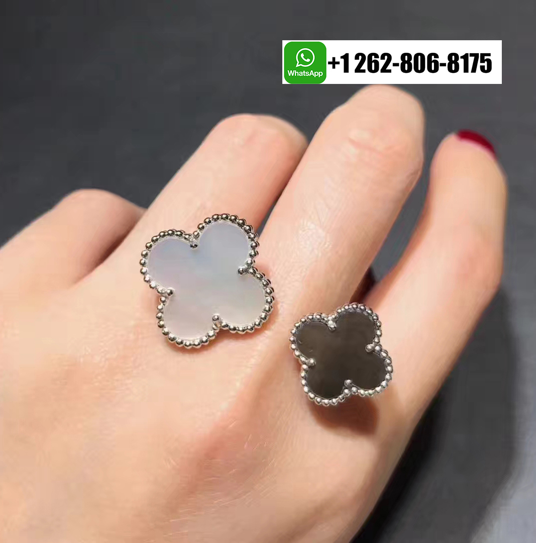 Van Cleef & Arpels Magic Alhambra Mother-of-pearl Between the Finger Ring in 18k White Gold VCARN05600