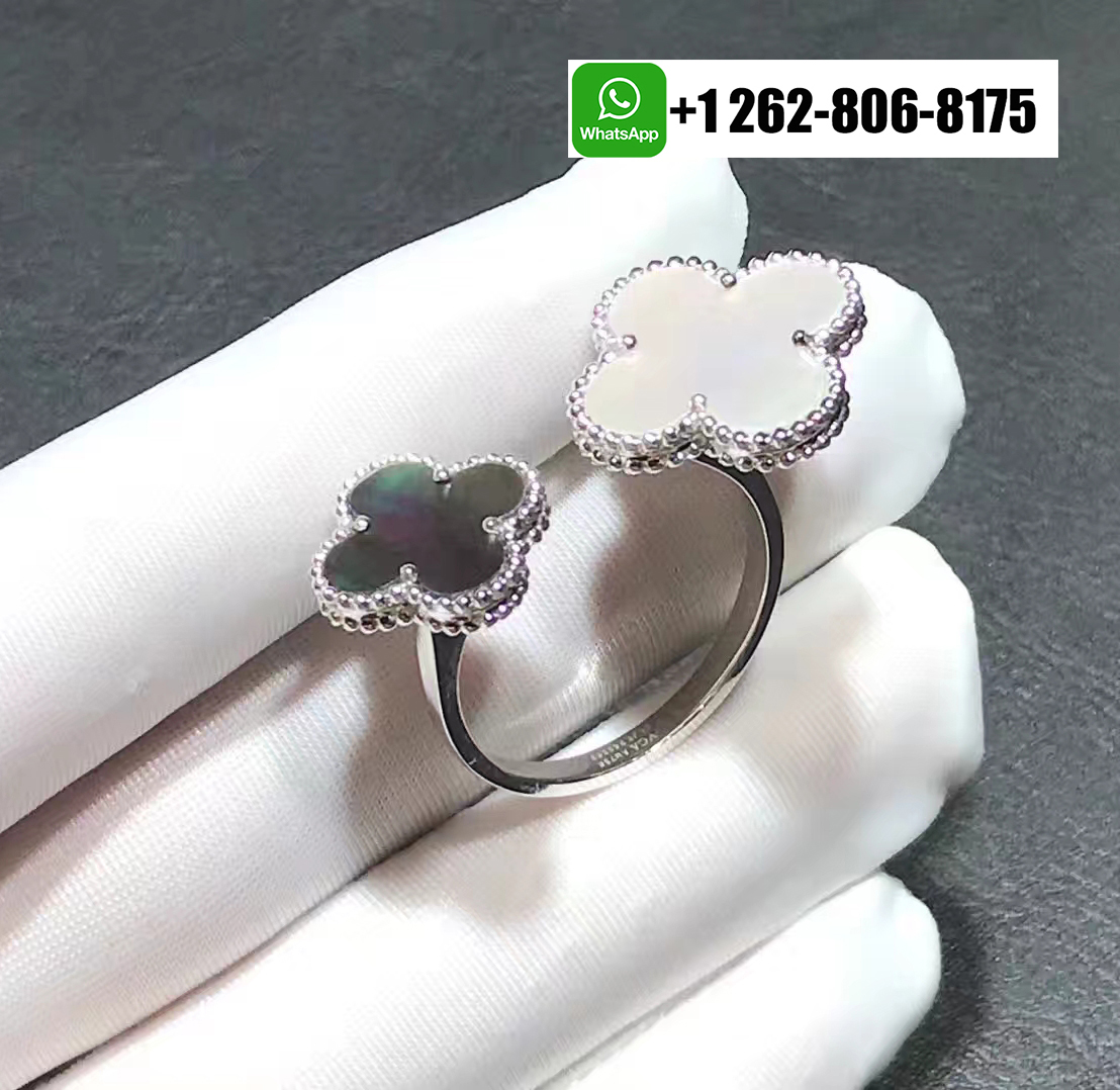 Van Cleef & Arpels Magic Alhambra Mother-of-pearl Between the Finger Ring in 18k White Gold VCARN05600