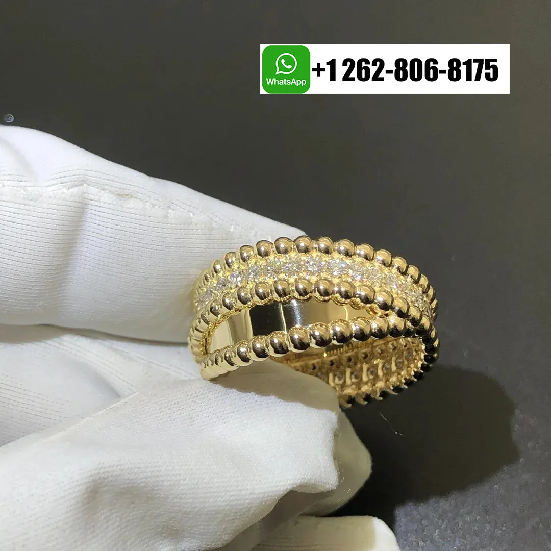 Van Cleef & Arpels Perlée Diamonds Duo Ring in 18k Yellow Gold