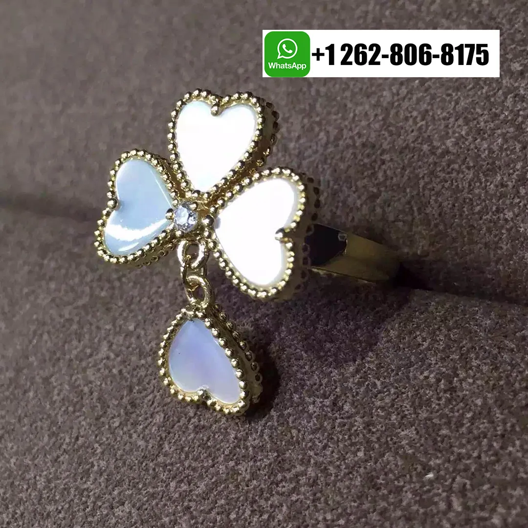 Van Cleef & Arpels Sweet Hearts Ring 18k Yellow Gold with Diamond and Mother of Pearl VCARN5P300