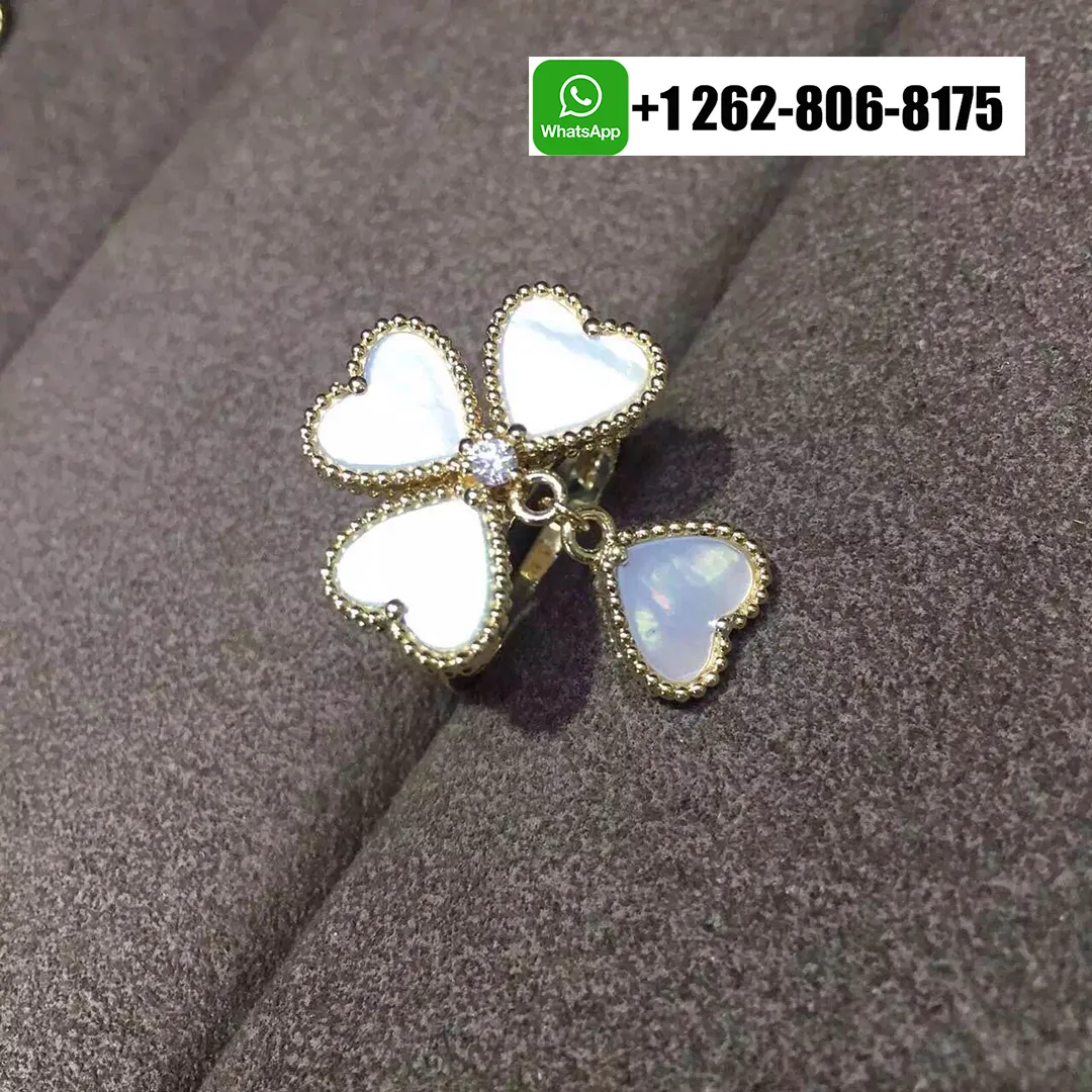 Van Cleef & Arpels Sweet Hearts Ring 18k Yellow Gold with Diamond and Mother of Pearl VCARN5P300