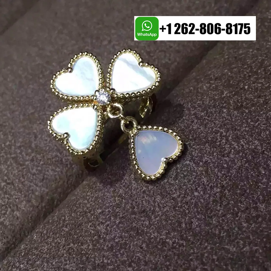 Van Cleef & Arpels Sweet Hearts Ring 18k Yellow Gold with Diamond and Mother of Pearl VCARN5P300