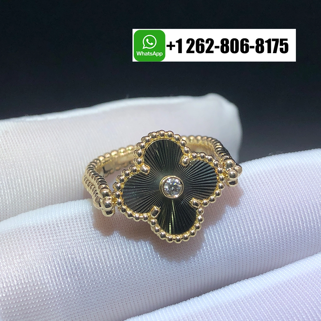 Van Cleef & Arpels Vintage Alhambra Reversible Blue Agate Diamond Guilloche Gold Ring 18k Yellow Gold VCARPGV100