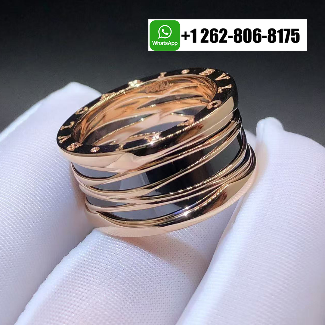 Bvlgari B.Zero1 Design Legend Zaha Hadid Four Band Ceramic 18K Rose Gold Ring