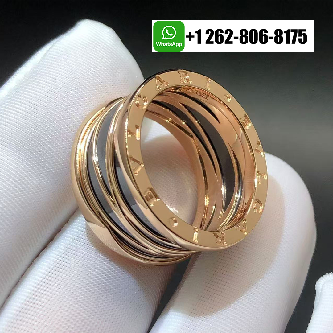 Bvlgari B.Zero1 Design Legend Zaha Hadid Four Band Ceramic 18K Rose Gold Ring