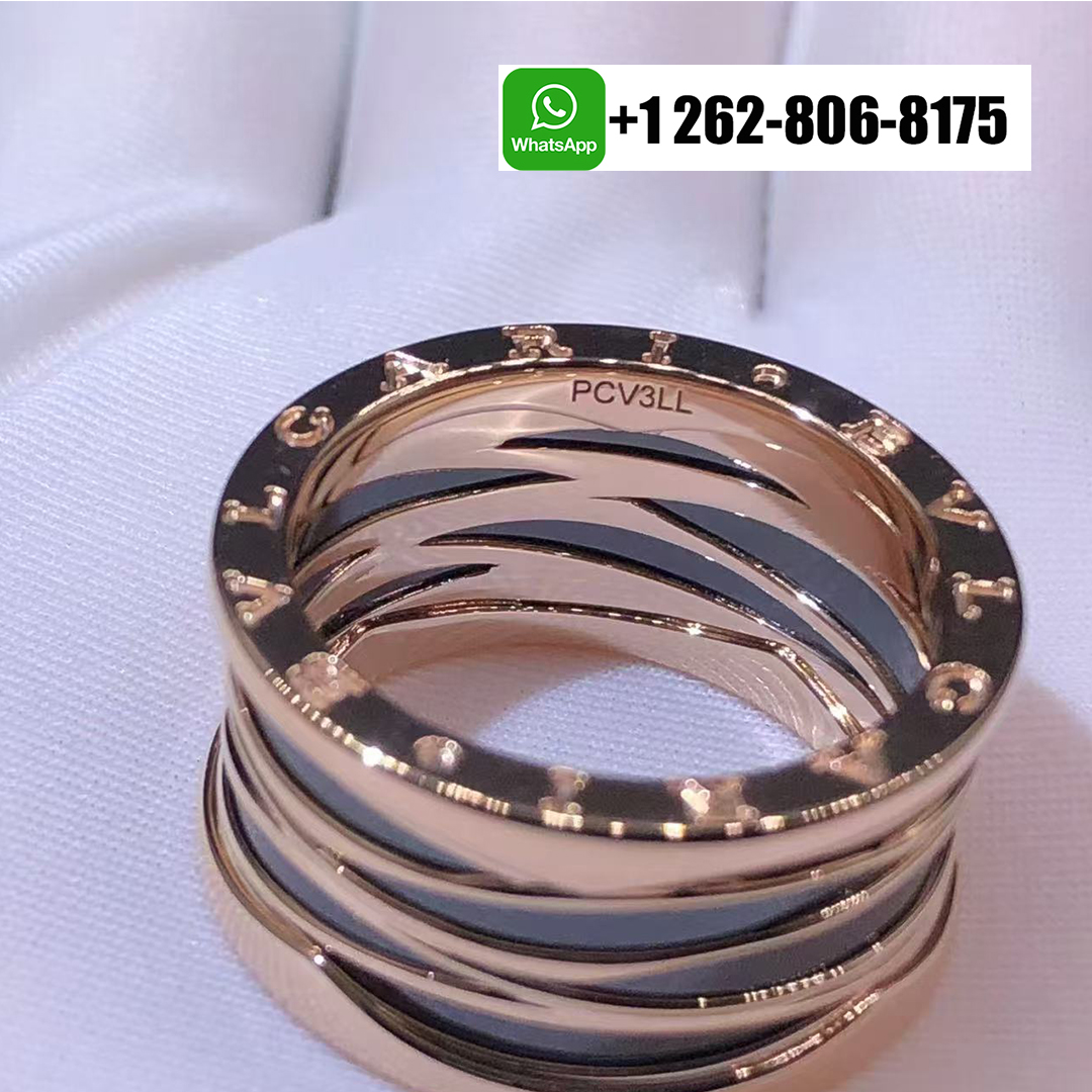 Bvlgari B.Zero1 Design Legend Zaha Hadid Four Band Ceramic 18K Rose Gold Ring