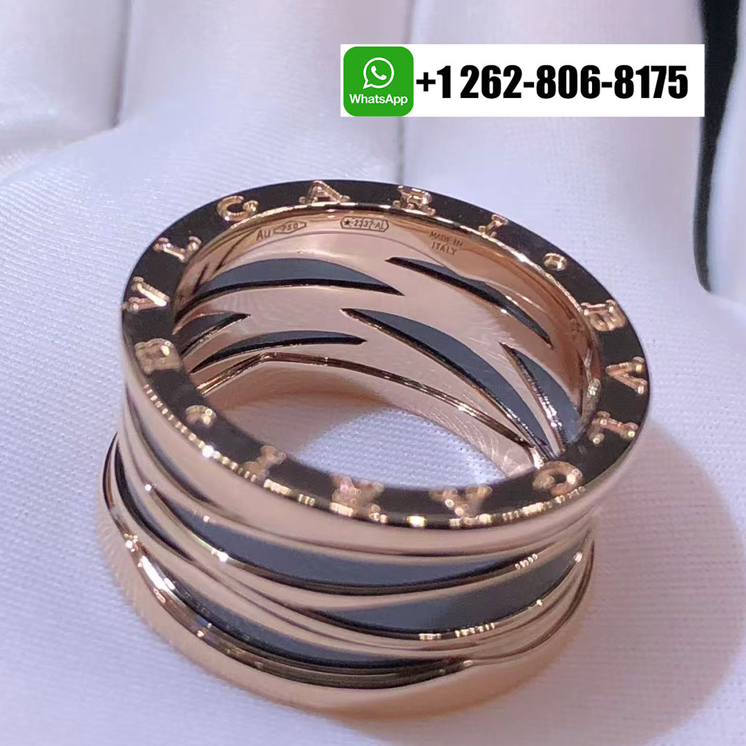 Bvlgari B.Zero1 Design Legend Zaha Hadid Four Band Ceramic 18K Rose Gold Ring