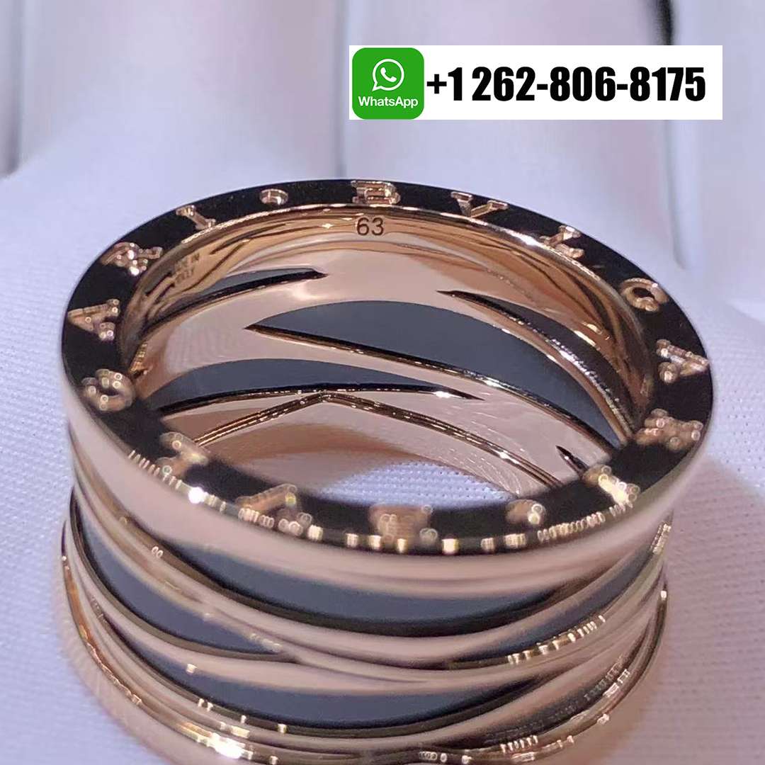 Bvlgari B.Zero1 Design Legend Zaha Hadid Four Band Ceramic 18K Rose Gold Ring