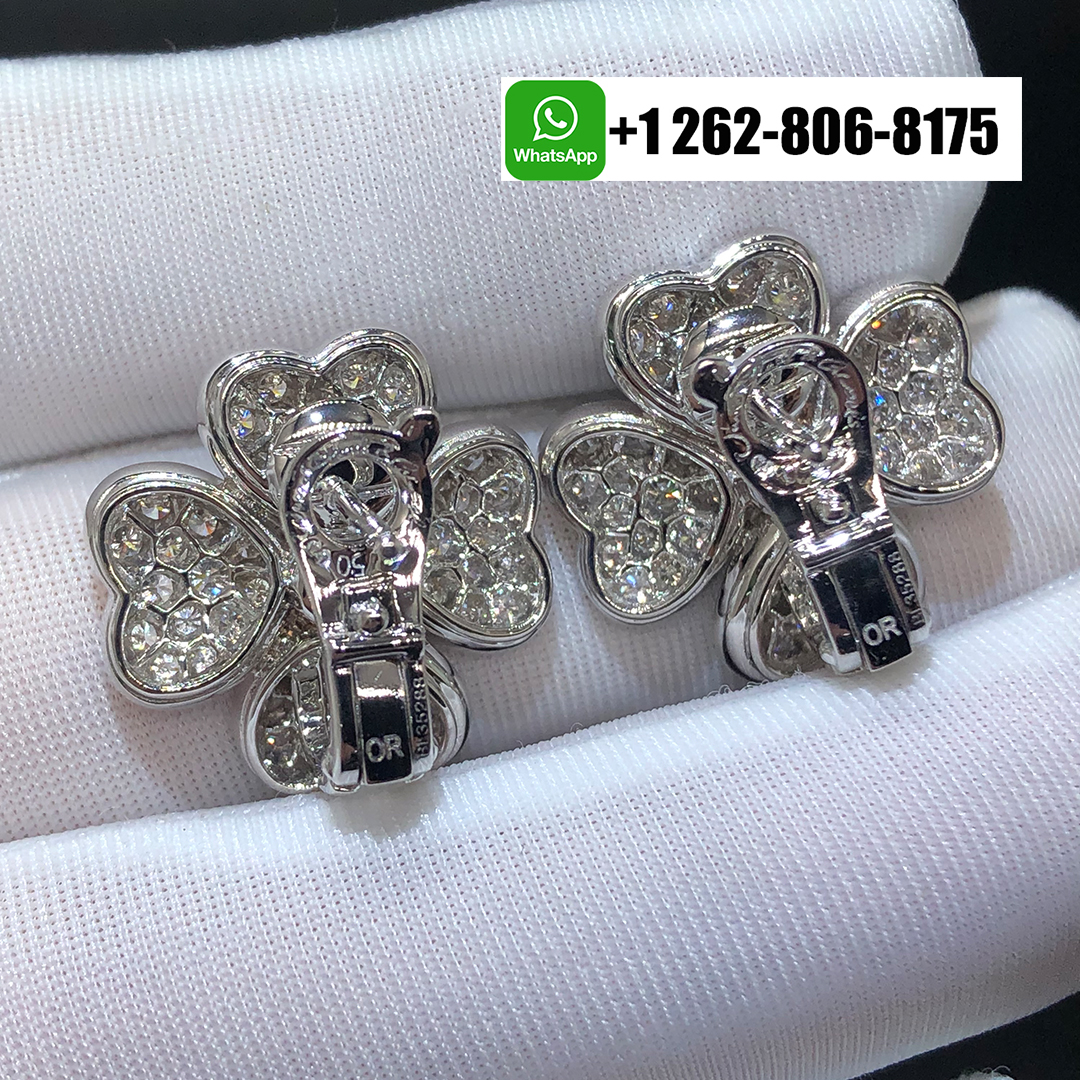 Van Cleef & Arpels Cosmos Earrings in 18k White Gold & Diamonds, Small Model