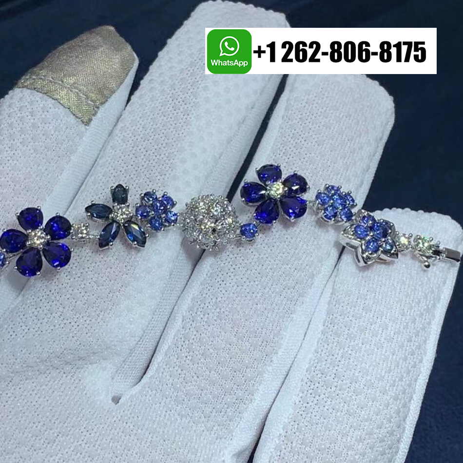 Van Cleef & Arpels Folie des Prés Diamond and Blue Sapphire Bracelet 18k White Gold VCARP05A00