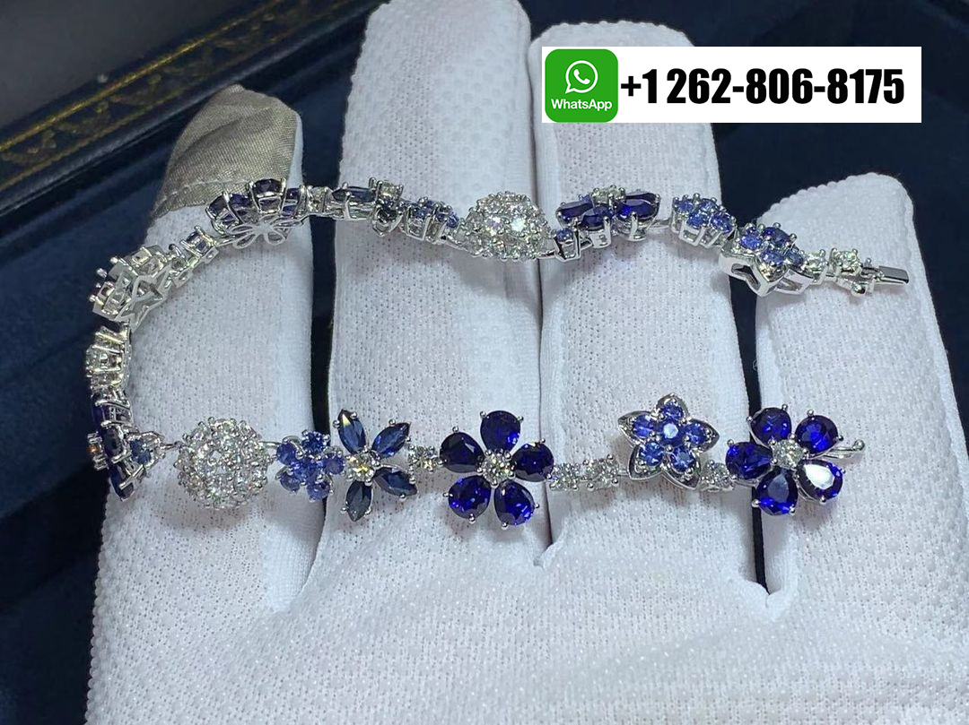 Van Cleef & Arpels Folie des Prés Diamond and Blue Sapphire Bracelet 18k White Gold VCARP05A00