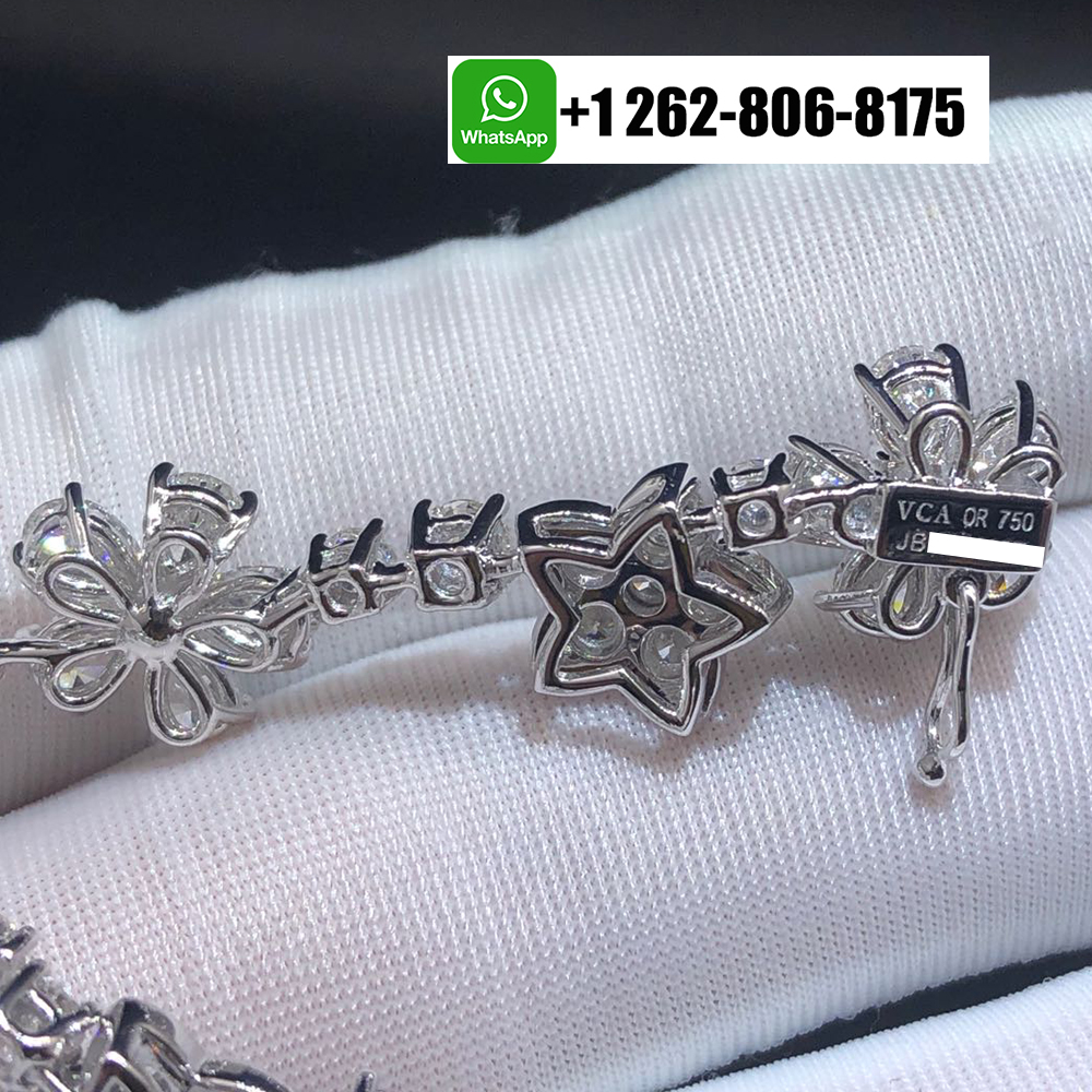 Van Cleef & Arpels Folie des Prés High Jewelry Diamond Flower Bracelet 18k White Gold VCARP05B00