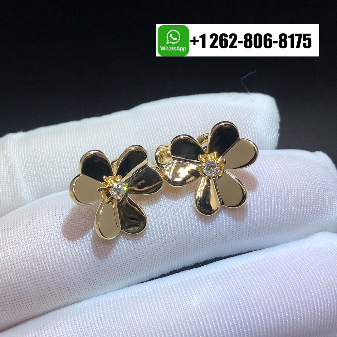 Van Cleef & Arpels Frivole Diamond Small Model Earrings 18k Yellow Gold VCARB65700