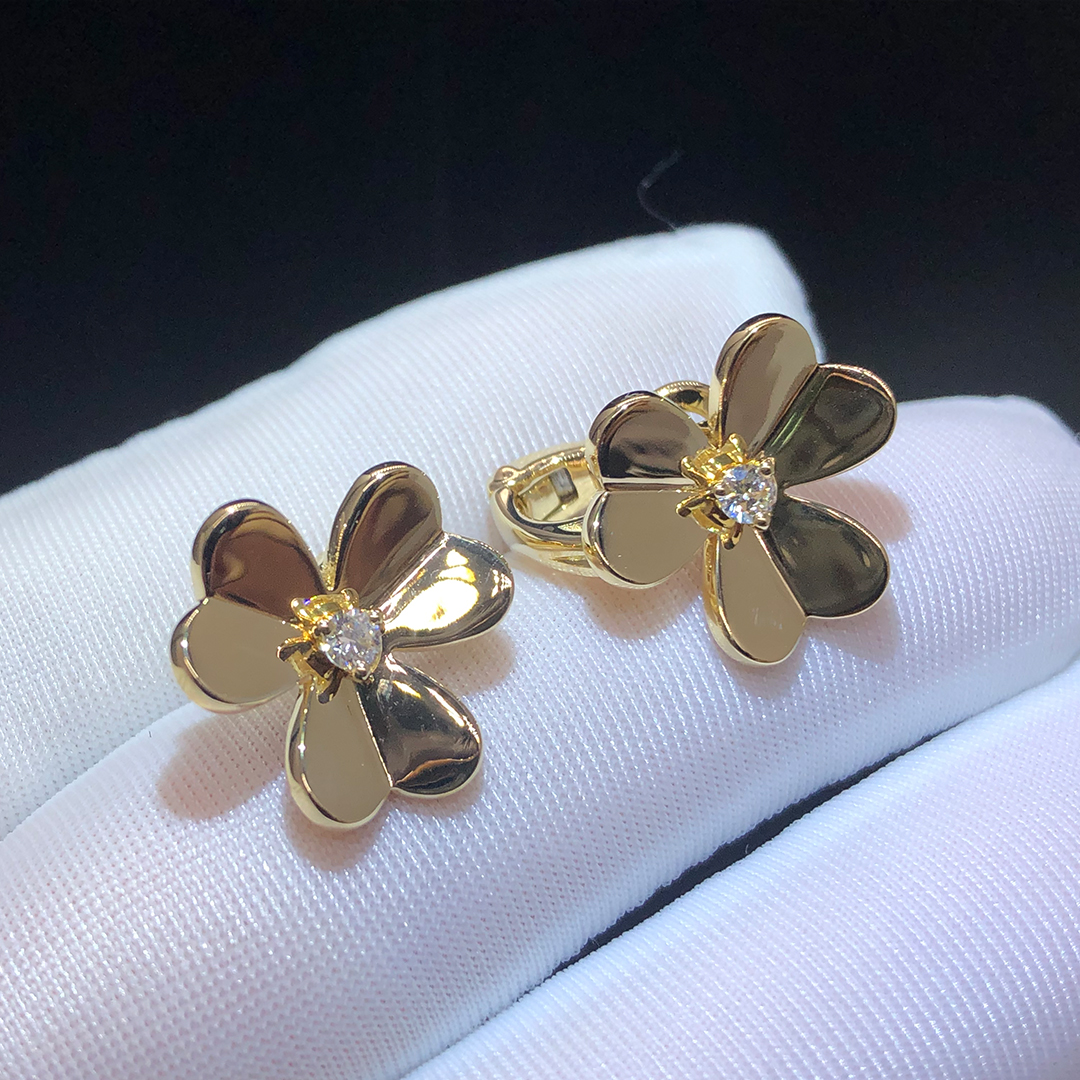 Van Cleef & Arpels Frivole Diamond Small Model Earrings 18k Yellow Gold VCARB65700