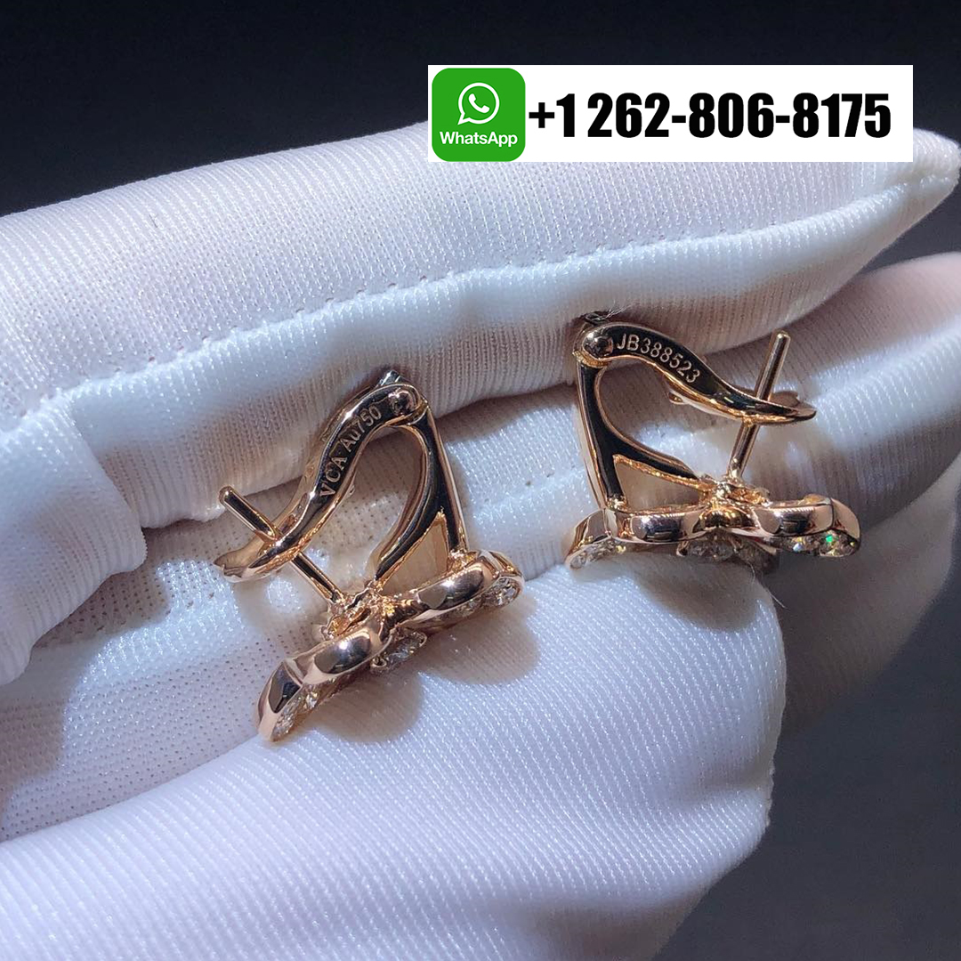 Van Cleef & Arpels Frivole Pave Diamond Small Model Earrings 18k Rose Gold VCARP7RM00