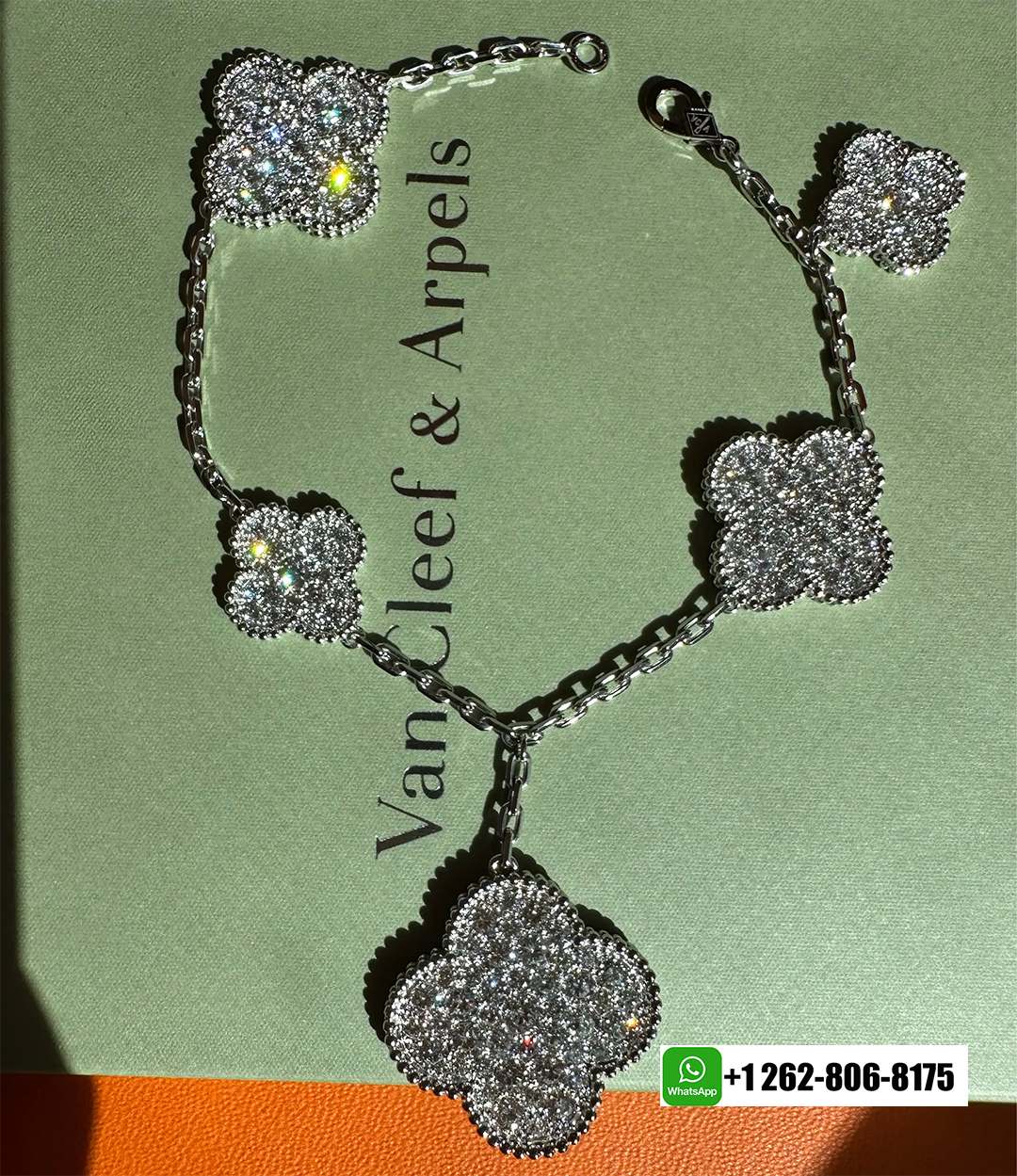 Van Cleef & Arpels Magic Alhambra Pave Diamond 5 Motif 18k White Gold Bracelet VCARN9MQ00