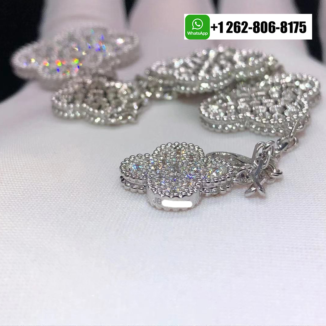 Van Cleef & Arpels Magic Alhambra Pave Diamond 5 Motif 18k White Gold Bracelet VCARN9MQ00