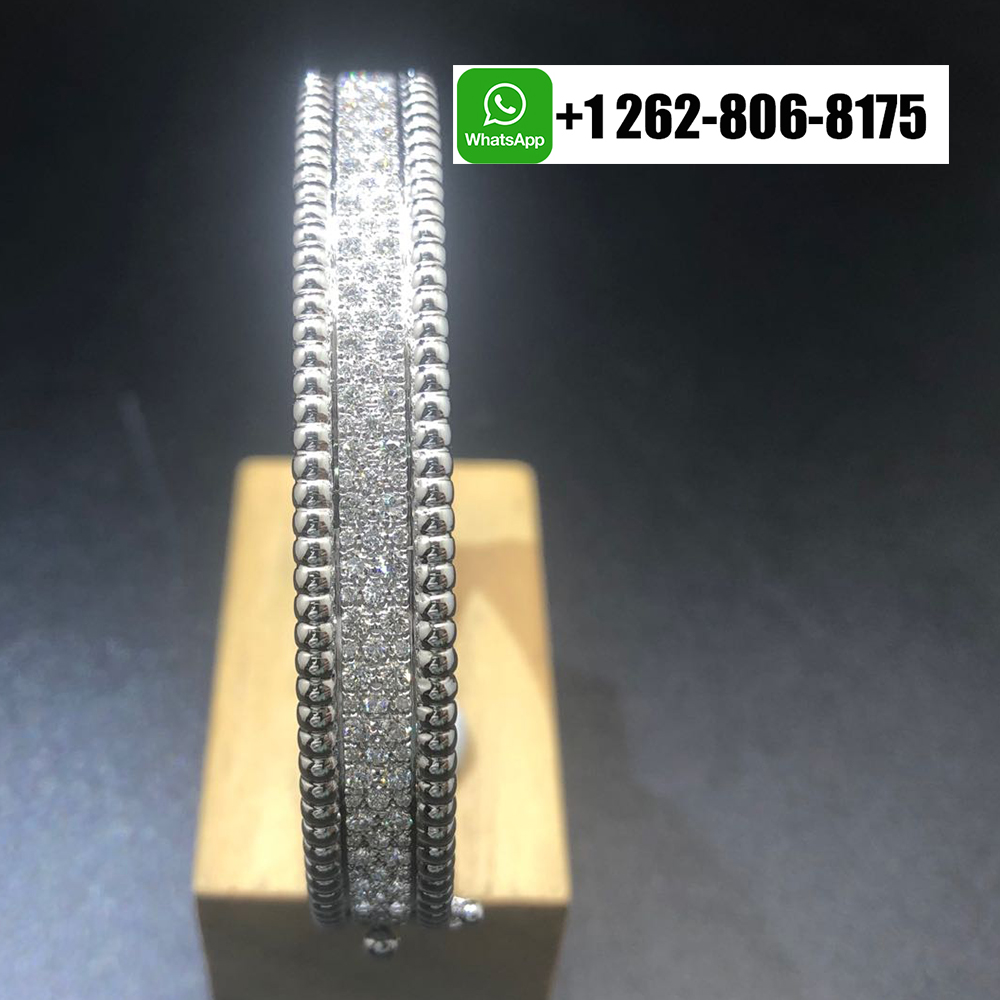 Van Cleef & Arpels Perlée Diamonds 3 Rows Medium Model 18k White Gold Bracelet VCARN9Q100