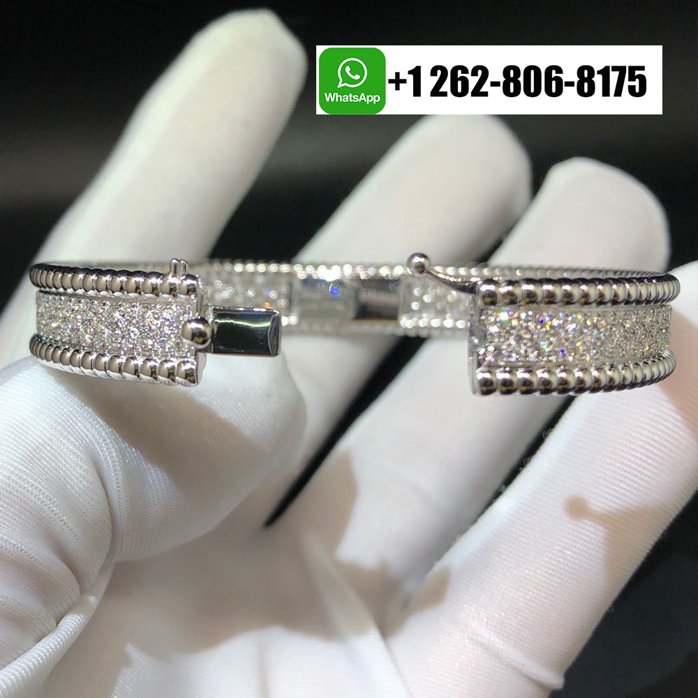 Van Cleef & Arpels Perlée Diamonds 3 Rows Medium Model 18k White Gold Bracelet VCARN9Q100