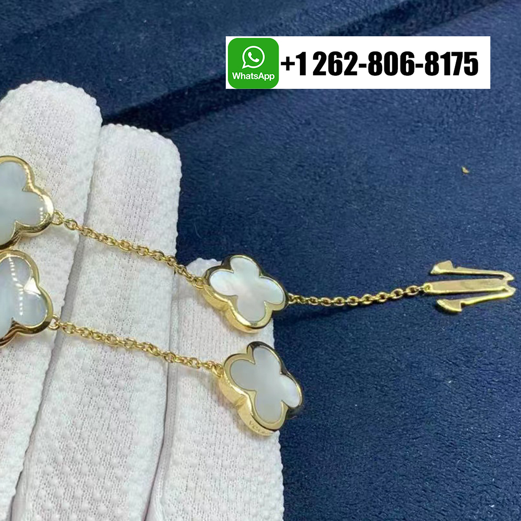 Van Cleef & Arpels Pure Alhambra 4 Motif Mother of Pearl Bracelet 18K Yellow Gold VCARA36300