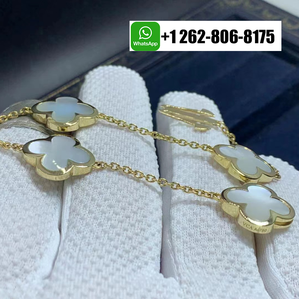 Van Cleef & Arpels Pure Alhambra 4 Motif Mother of Pearl Bracelet 18K Yellow Gold VCARA36300