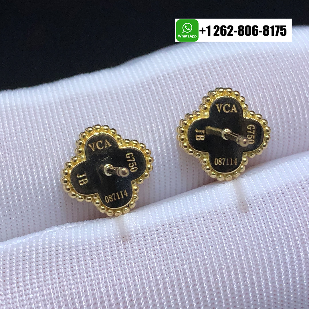 Van Cleef & Arpels Sweet Alhambra 18K Yellow Gold Mother of Pearl Stud Earrings VCARA44800