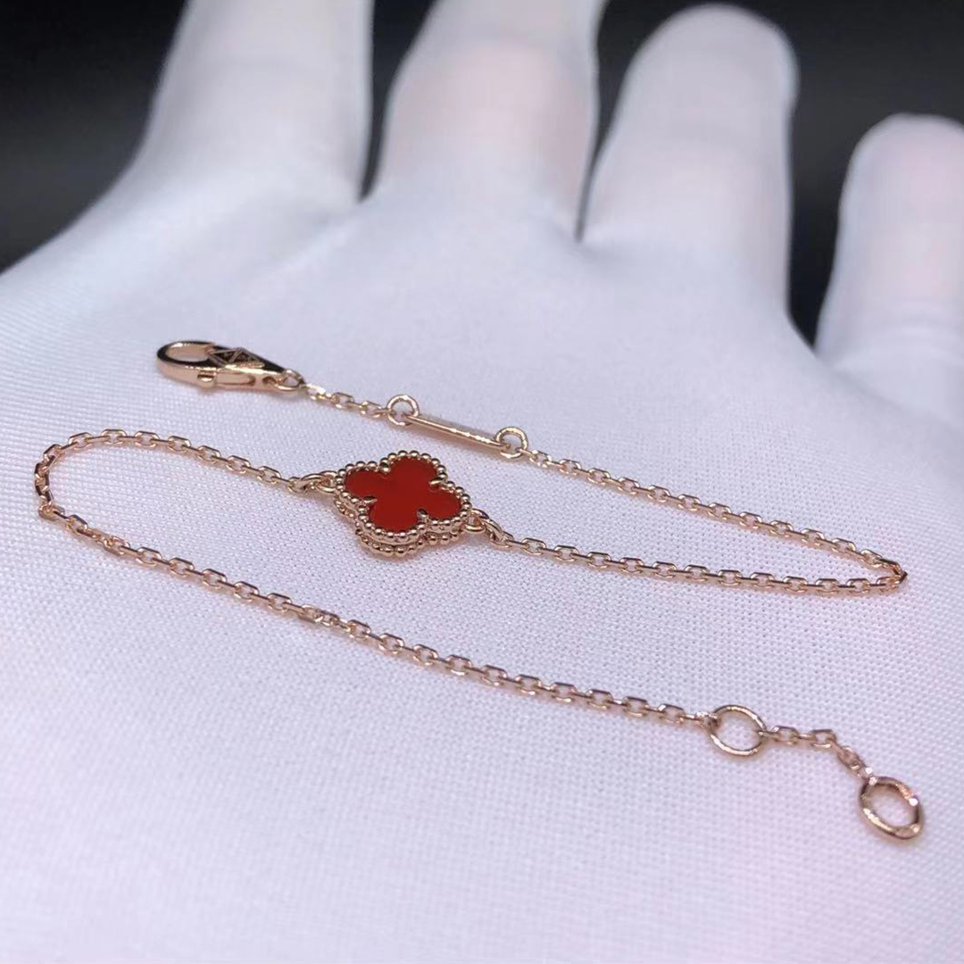 Van Cleef & Arpels Sweet Alhambra Carnelian 18K Rose Gold Bracelet VCARN59K00