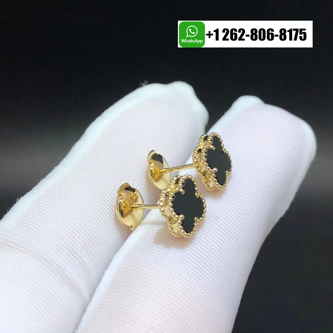 Van Cleef & Arpels Sweet Alhambra Onyx 18k Yellow Gold Earstuds VCARA44900