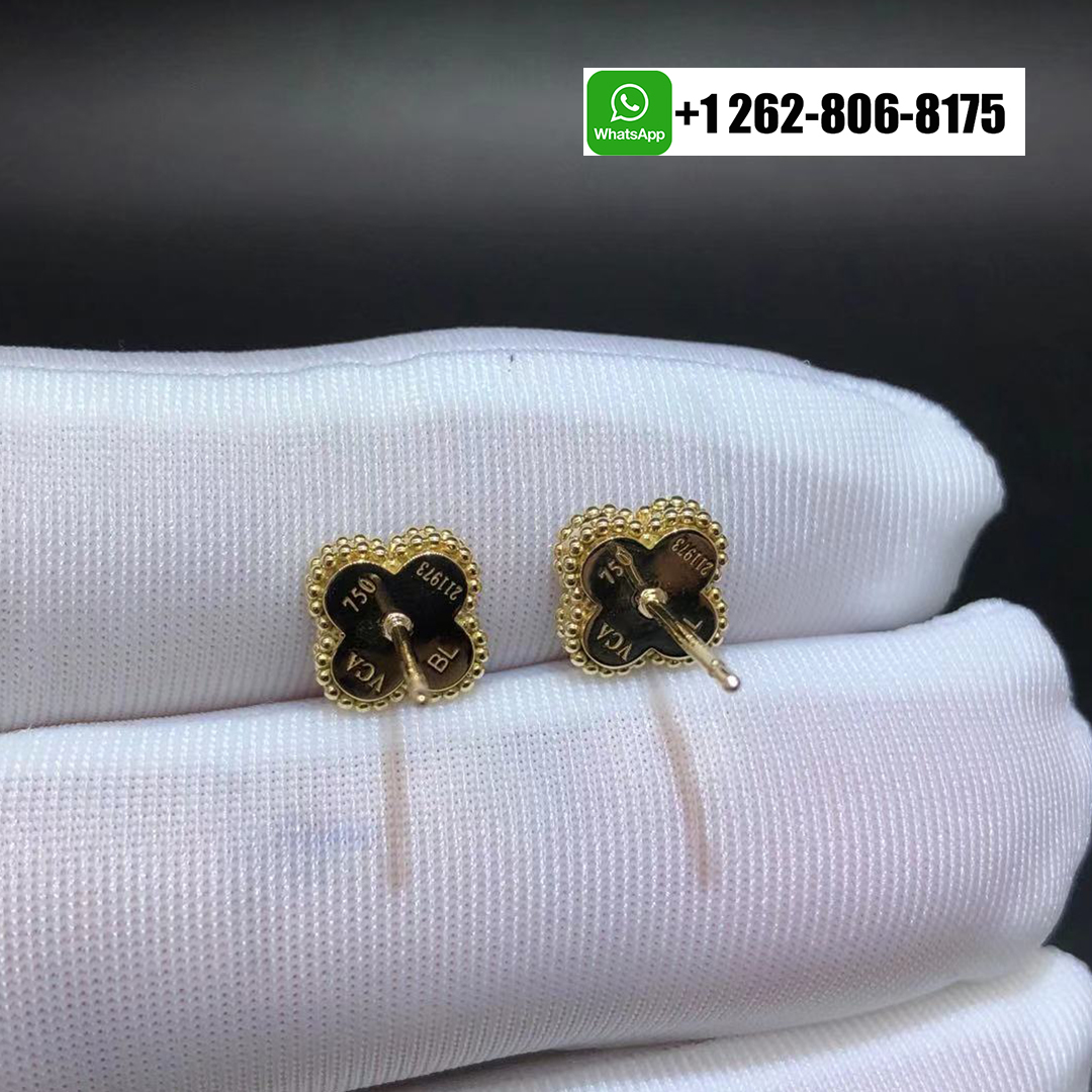 Van Cleef & Arpels Sweet Alhambra Onyx 18k Yellow Gold Earstuds VCARA44900