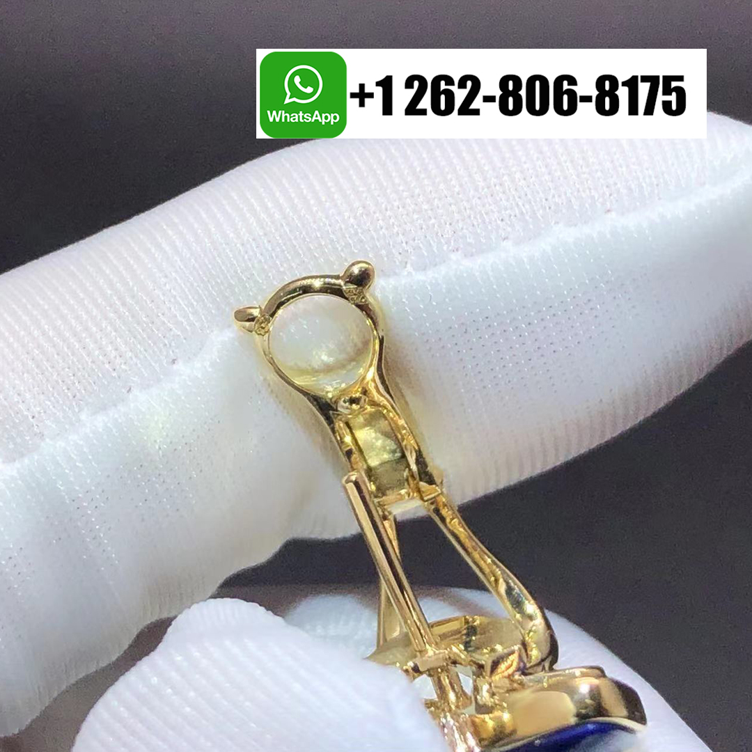 Van Cleef & Arpels Two Butterfly Earrings 18K Yellow Gold with Diamond and Lapis Lazuli VCARP3DO00