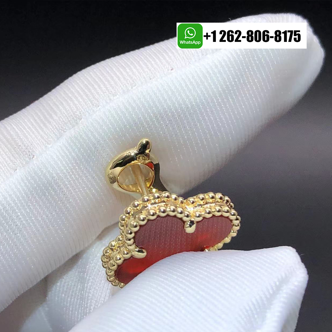 Van Cleef & Arpels Vintage Alhambra Carnelian 18K Yellow Gold Earrings VCARD40400