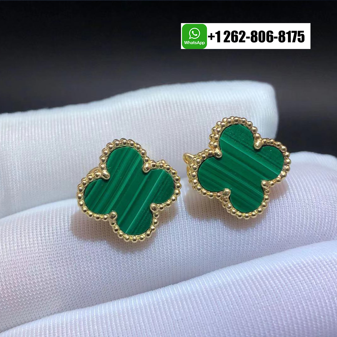 Van Cleef & Arpels Vintage Alhambra Malachite Earrings 18K Yellow Gold VCARO3QL00