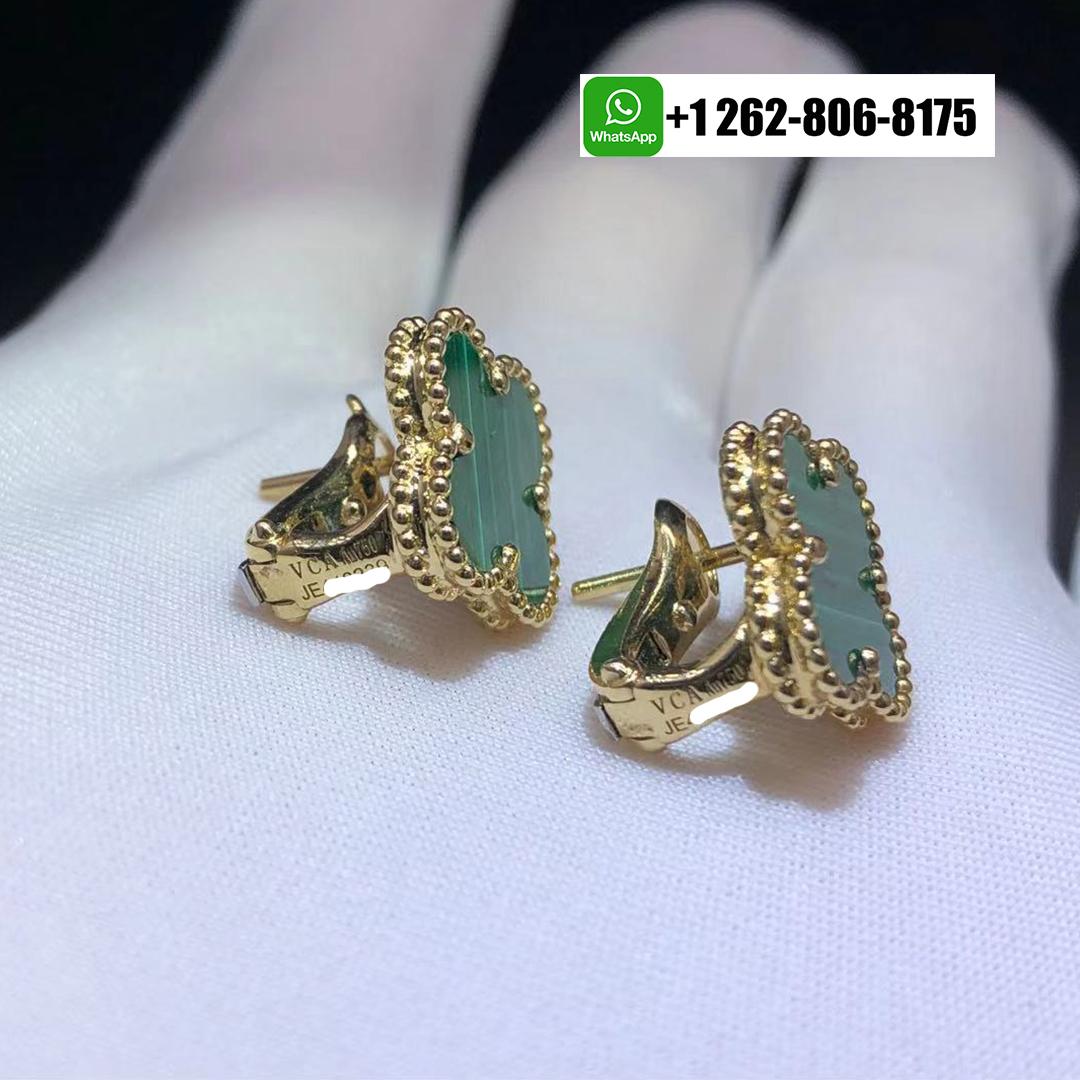 Van Cleef & Arpels Vintage Alhambra Malachite Earrings 18K Yellow Gold VCARO3QL00