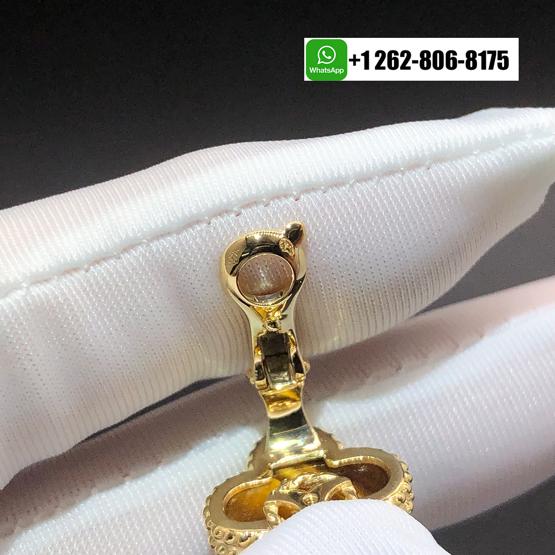 Van Cleef & Arpels Vintage Alhambra Tigers Eye 18k Yellow Gold Earrings VCARD40500